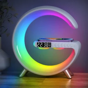 rgb wireless charging speaker lamp with alarm clock & night light